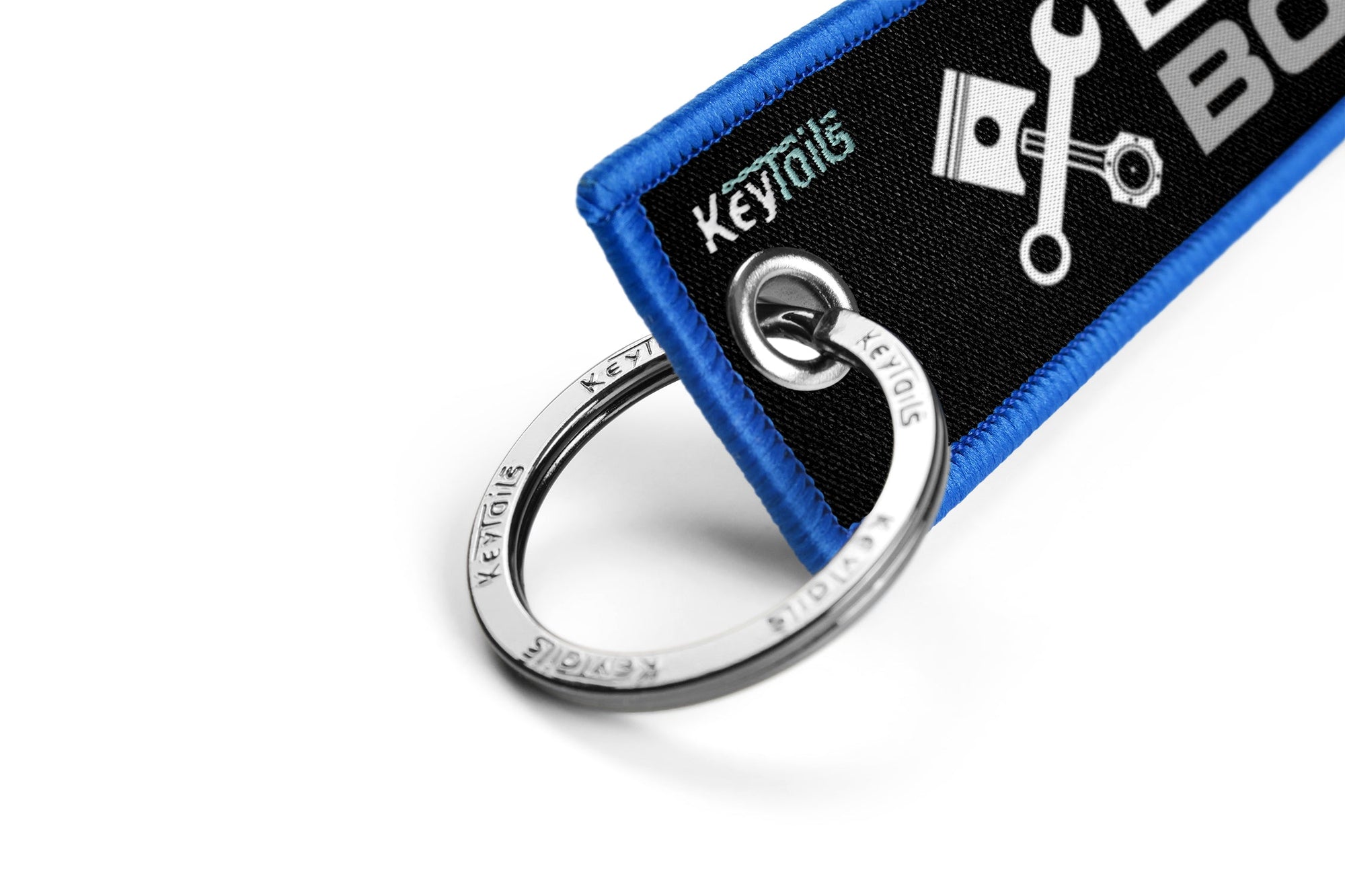 Built Not Bought Keychain, Key Tag - Blue