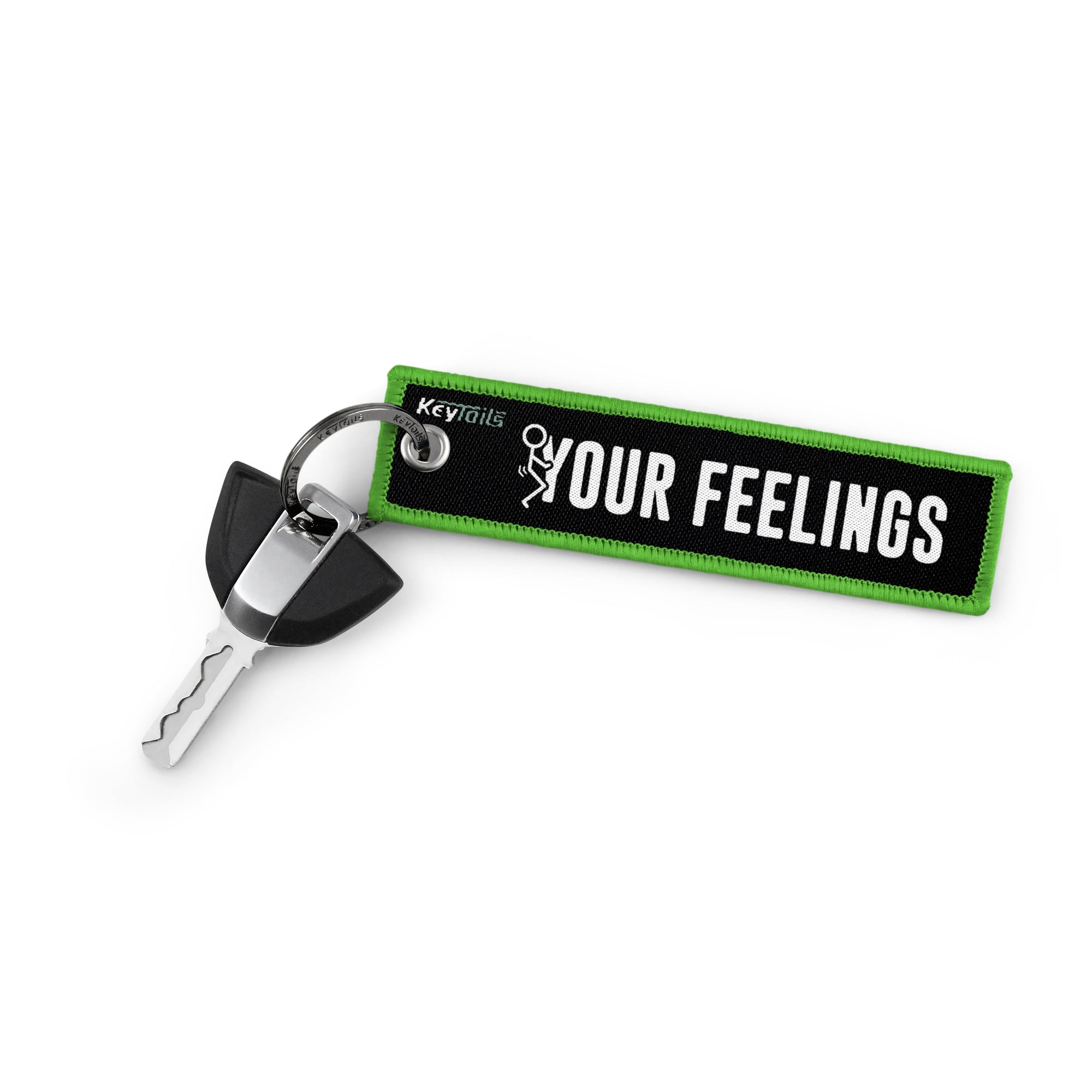 F Your Feelings Keychain, Key Tag - Green