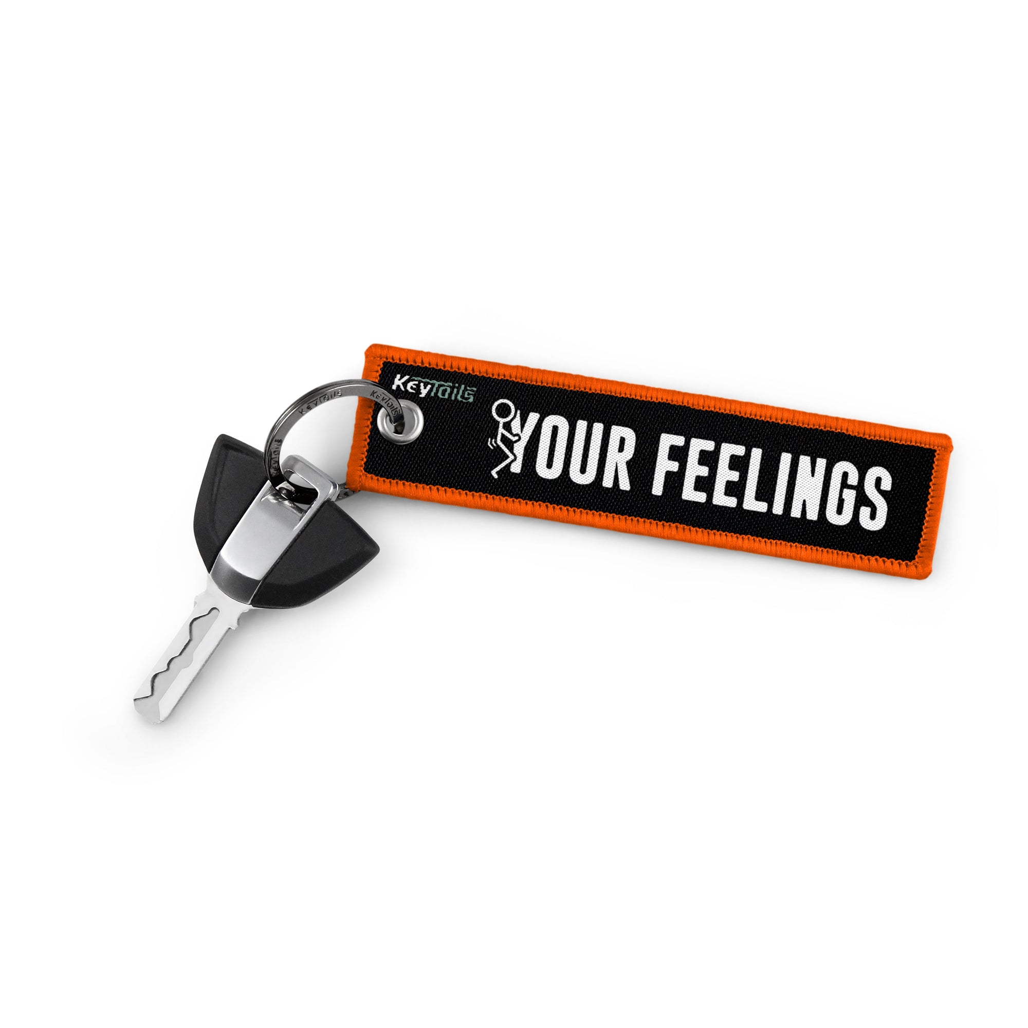 F Your Feelings Keychain, Key Tag - Orange