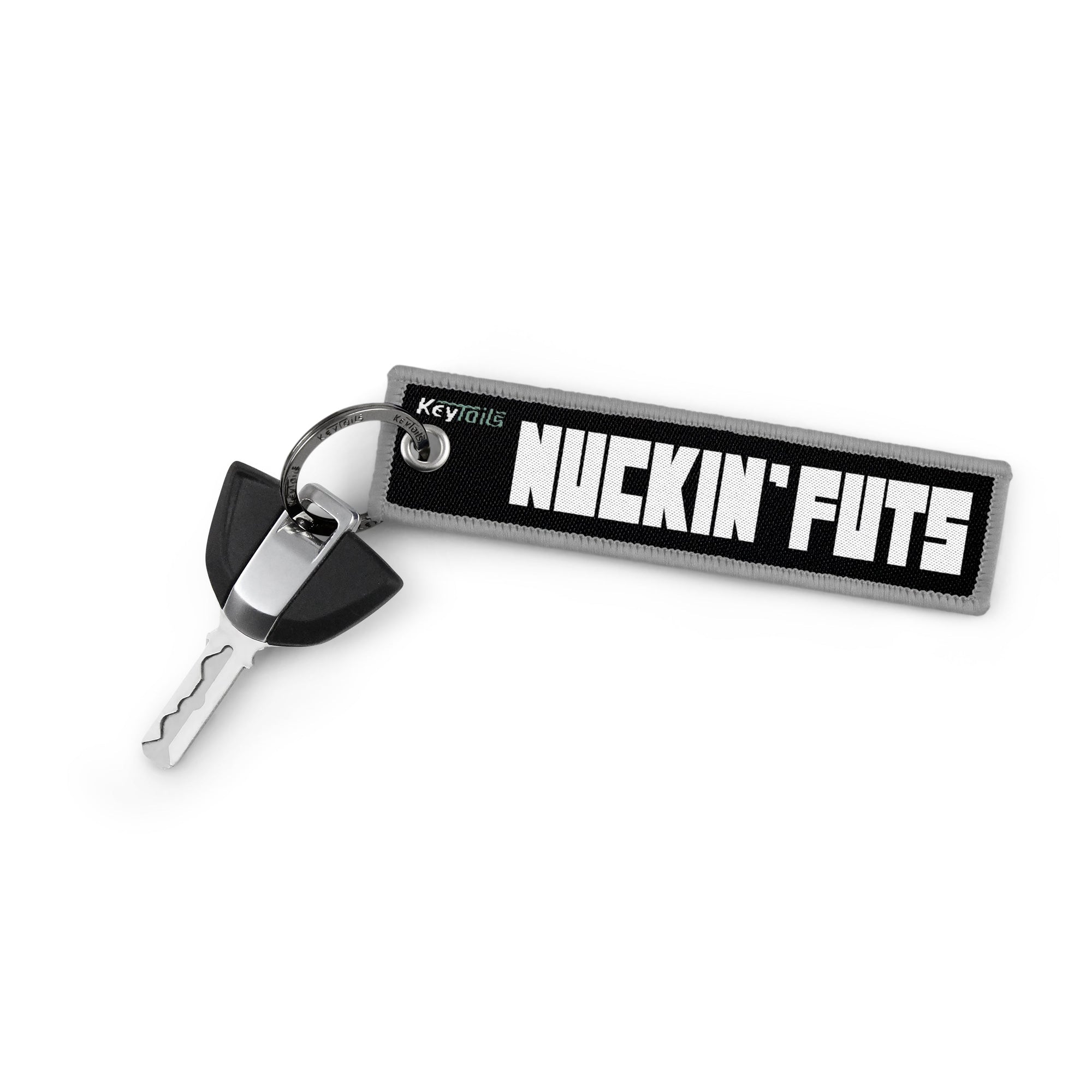 NUCKING' FUTS Keychain, Key Tag - Gray