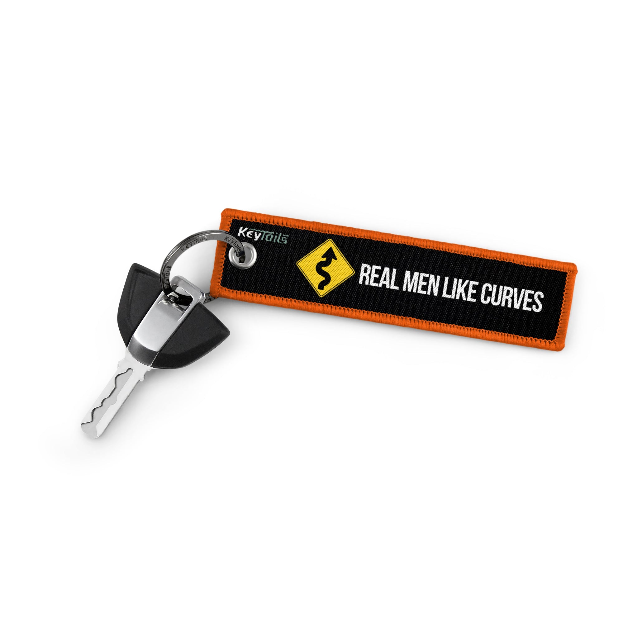 Real Men Like Curves Keychain, Key Tag - Orange