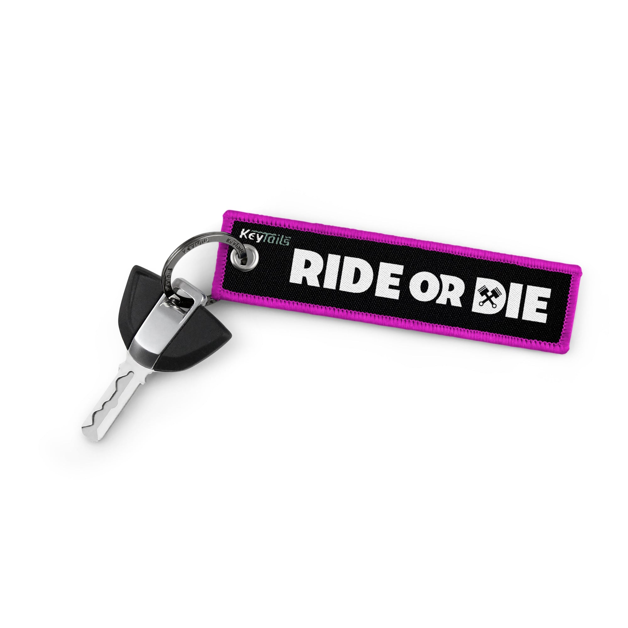 Ride or Die Keychain, Key Tag - Pink