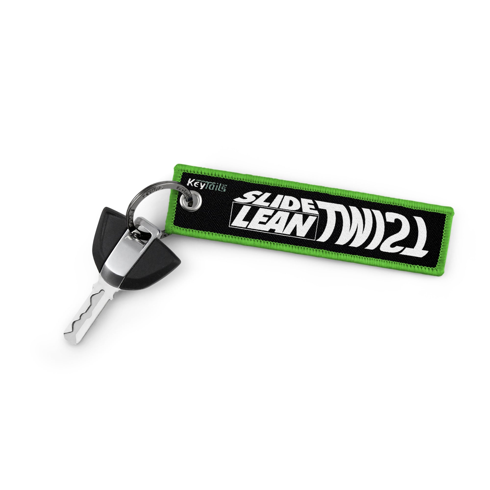 Slide, Lean, Twist Keychain, Key Tag - Green