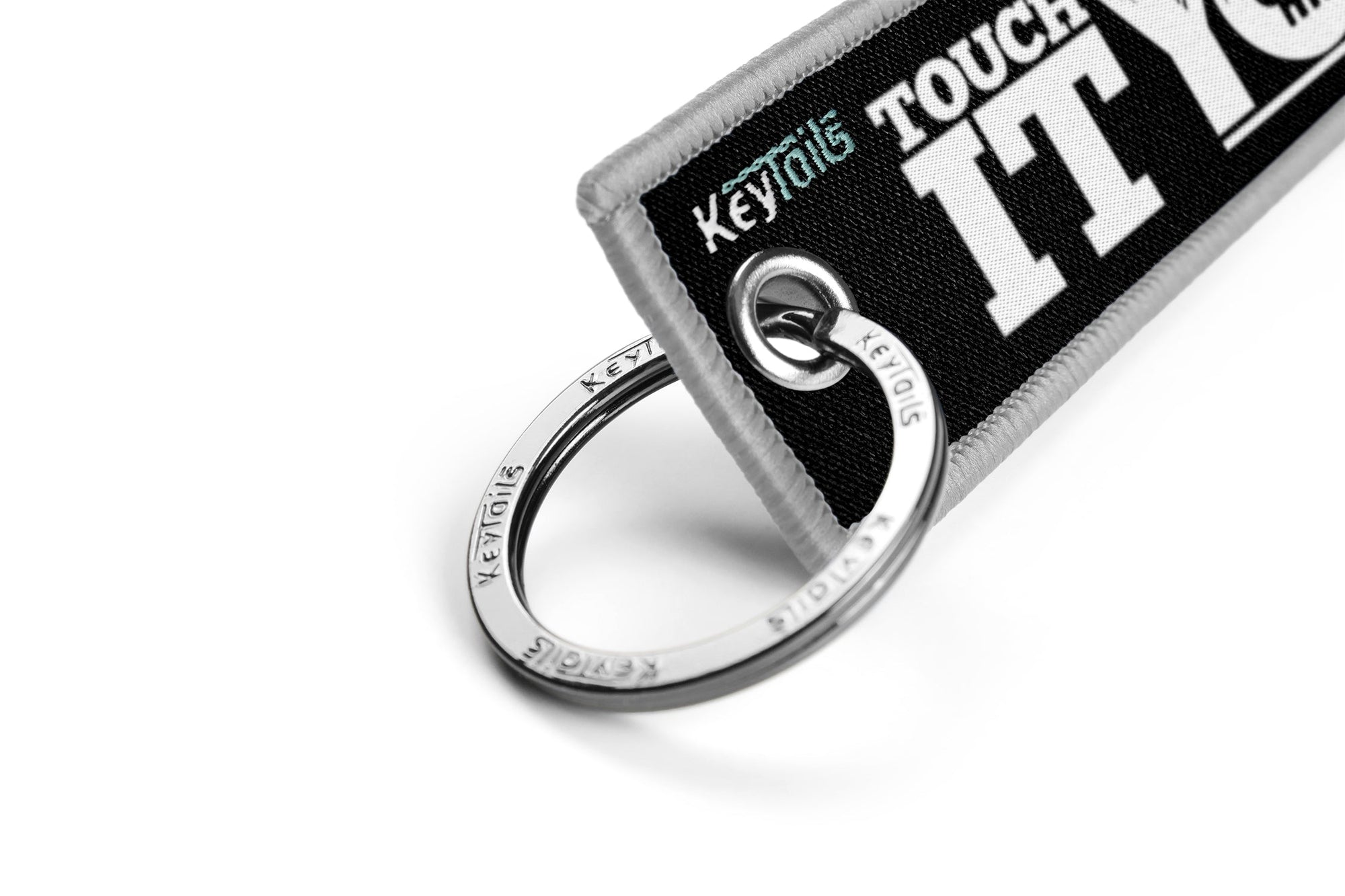 Touch It You Die Keychain, Key Tag - Gray