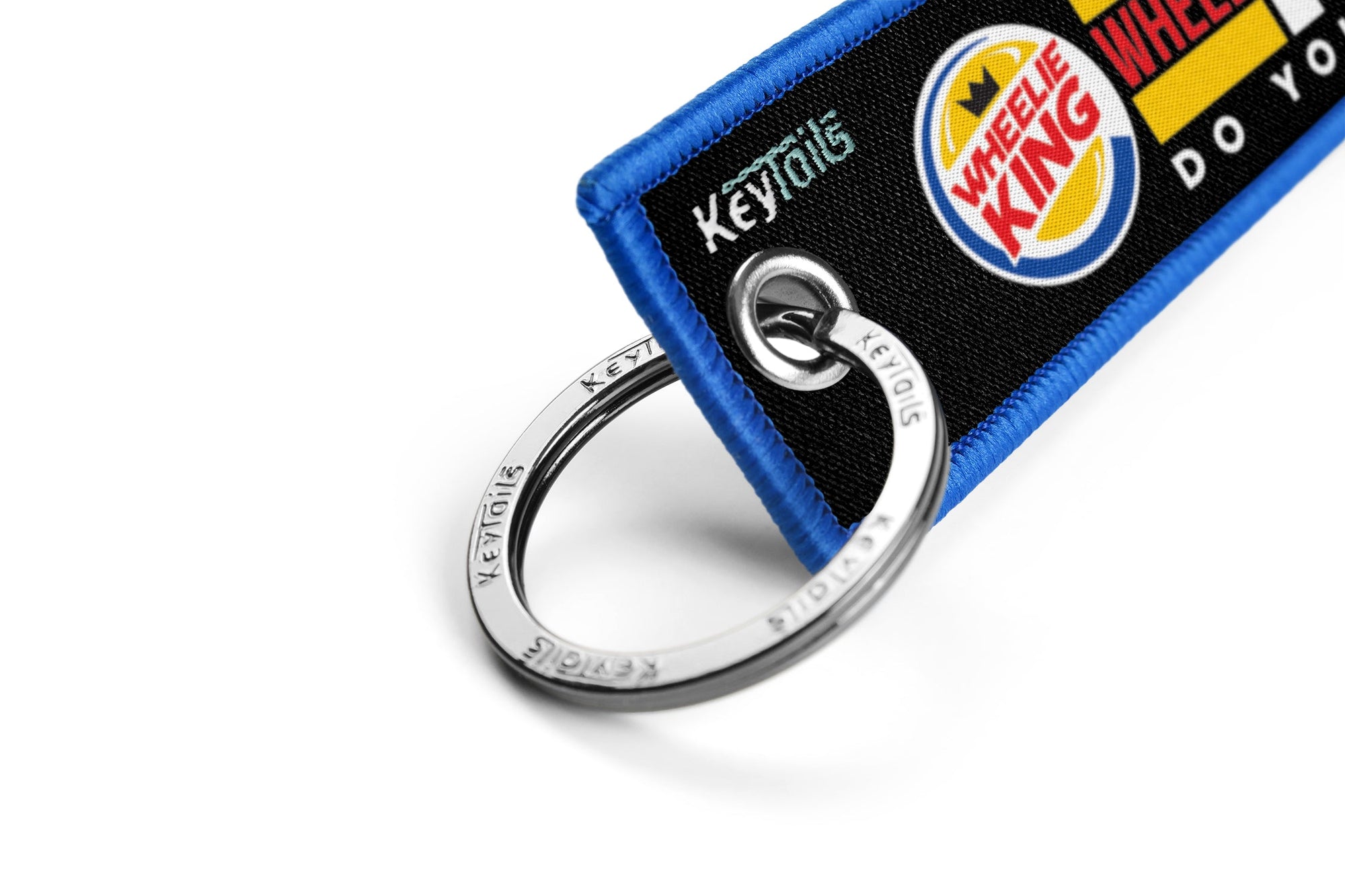 Wheelie King Keychain, Key Tag - Blue