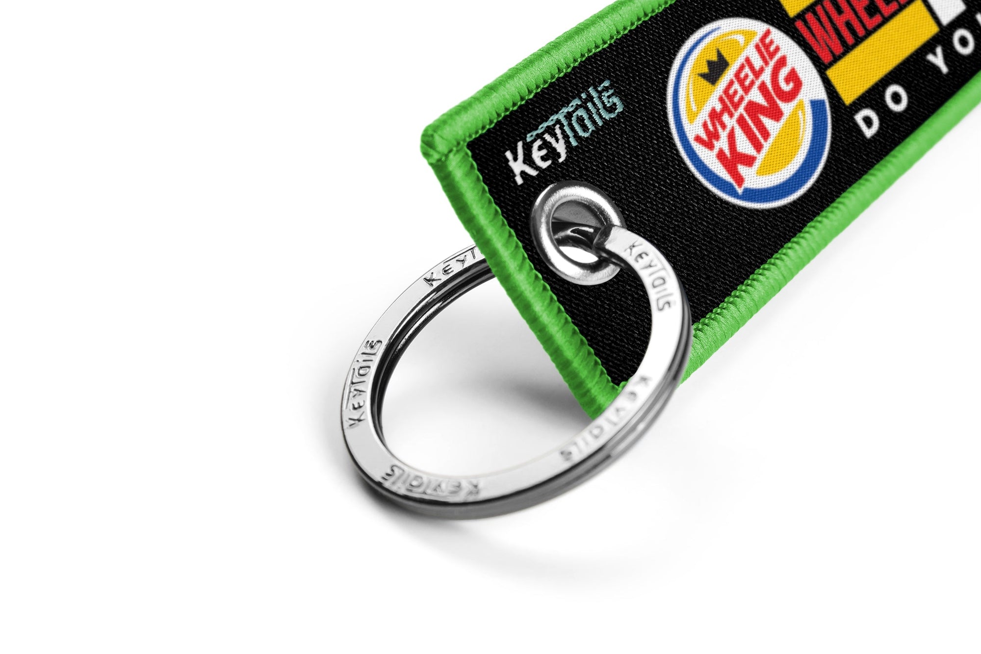 Wheelie King Keychain, Key Tag - Green