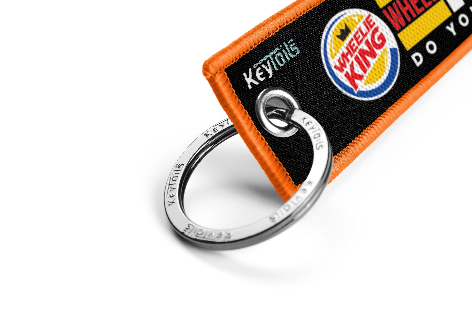 Wheelie King Keychain, Key Tag - Orange